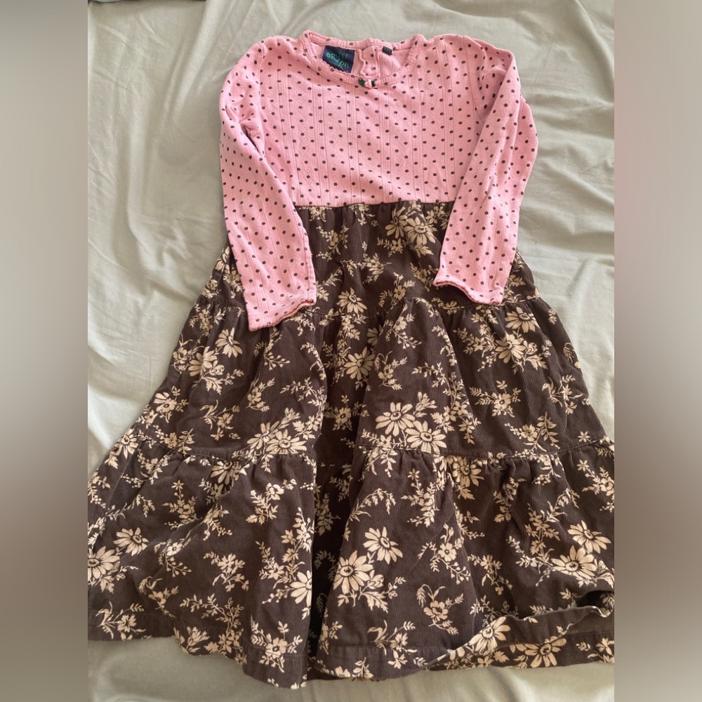 Mini Boden Pink and Black Long Sleeve Tee with Polka Dots